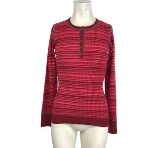 TITLE NINE - WOMEN'S SMALL -RED LONG SLEEVE EXTRA FINE MERINO WOOL TOP